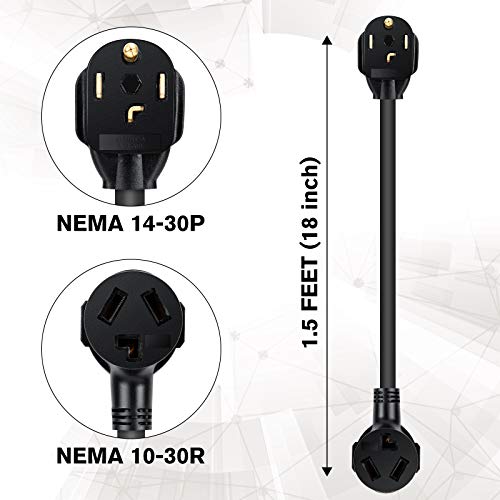 1.5 FT 30 Amp Dryer Adapter NEMA 10-30P to 14-30R G638995