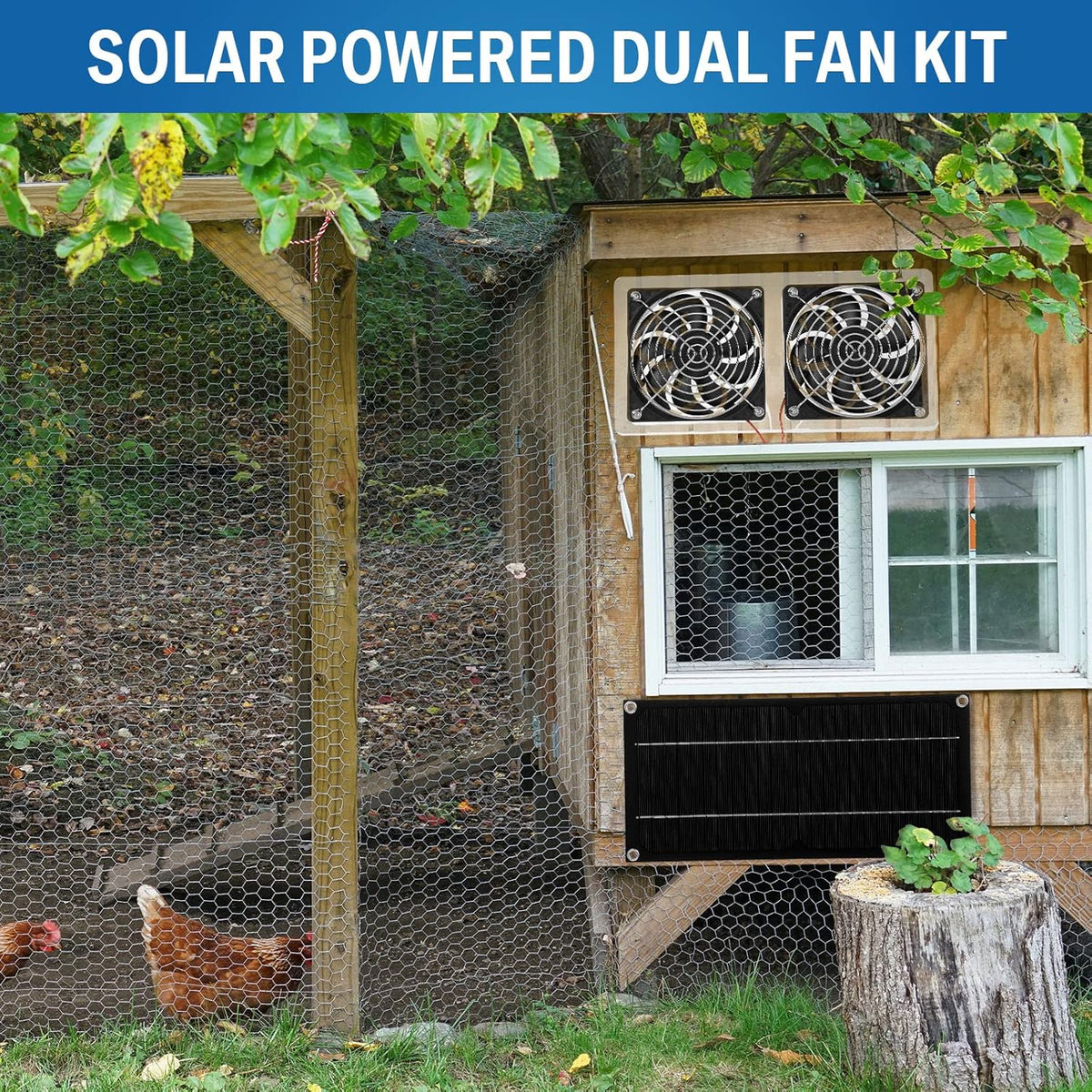 10W 12V Solar Powered Dual Fan Waterproof Exhaust Fan with Cable E2576
