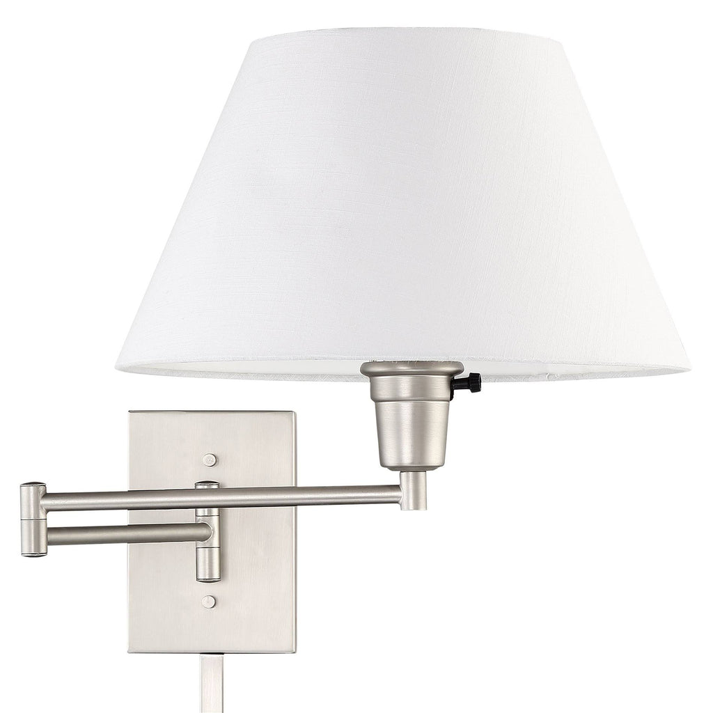13 inch Swing Arm Wall Lamp with White Fabric Shade Z107745