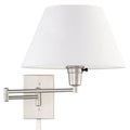 13 inch Swing Arm Wall Lamp with White Fabric Shade Z107745