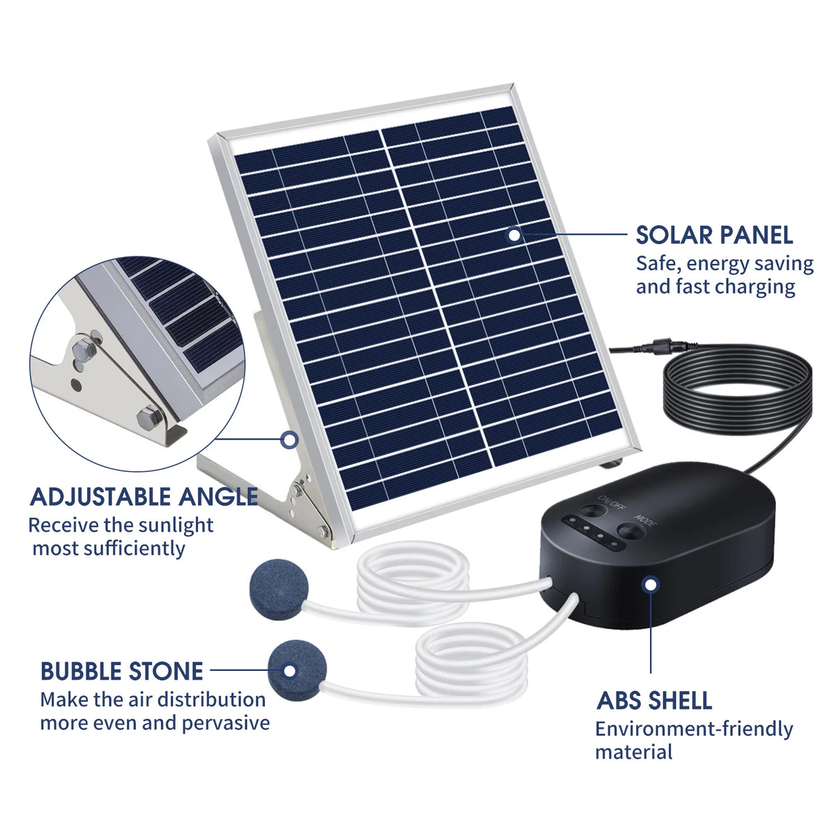 10W Solar Pump Aquarium Aerator with Air Stone Bracket X102632