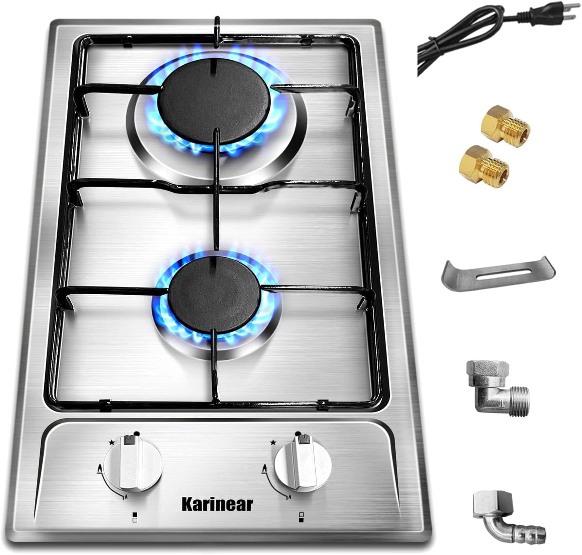 12" 2 Burner Drop-in Stainless Steel Gas Cooktop I184