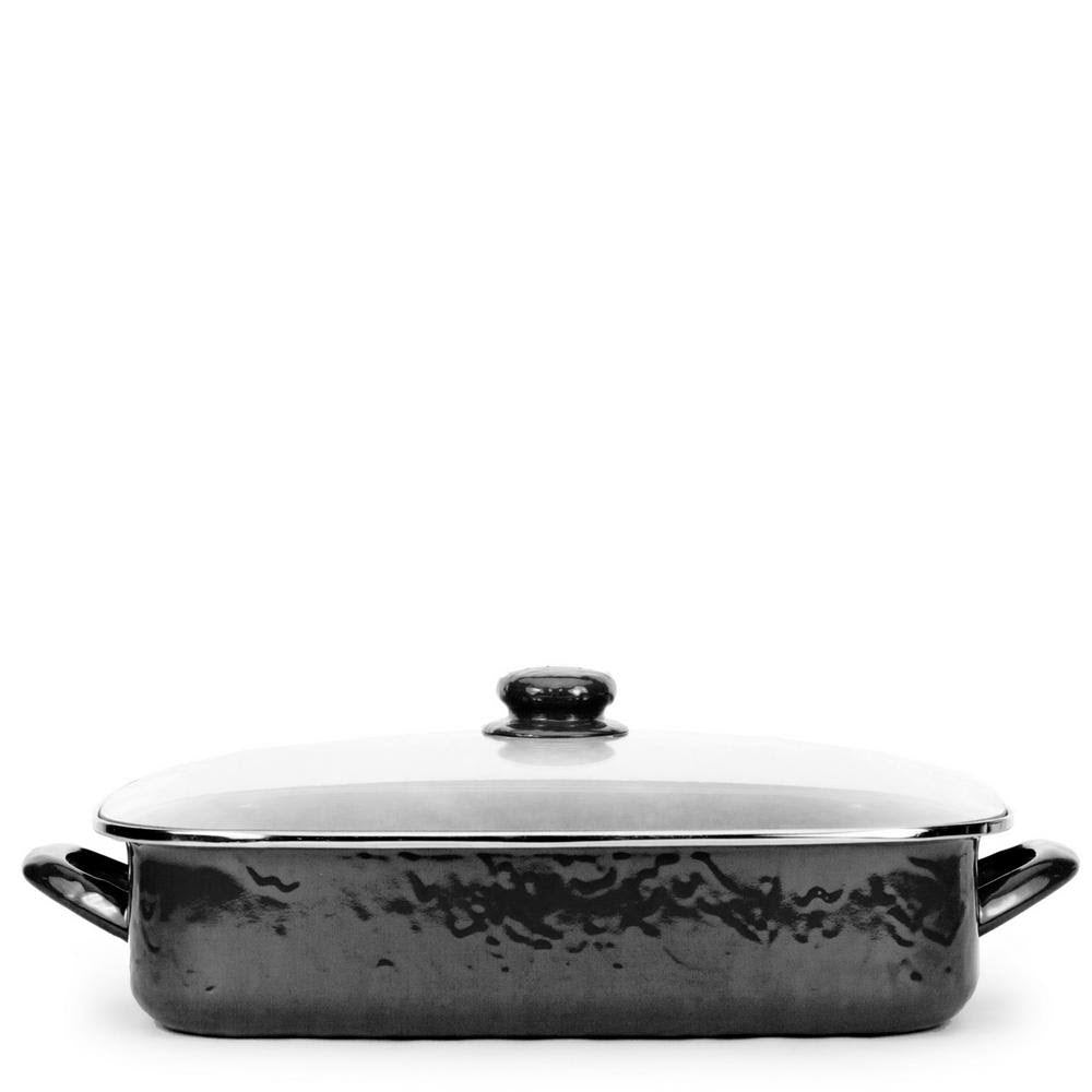 10.5 qt. Black Enamelware Roasting Pan with Lid D665417