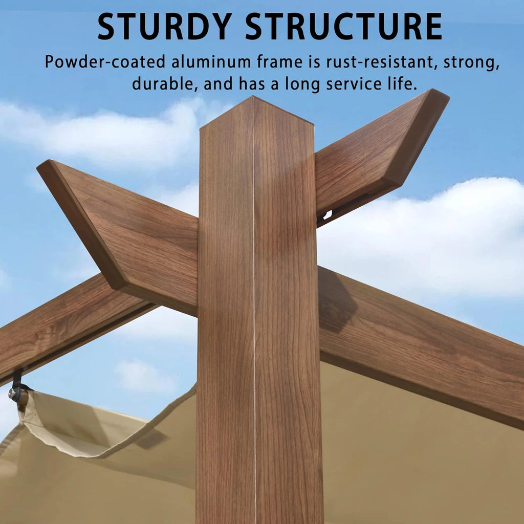 10' x 10' Outdoor Retractable Pergola with Sun Shade Canopy Z3466