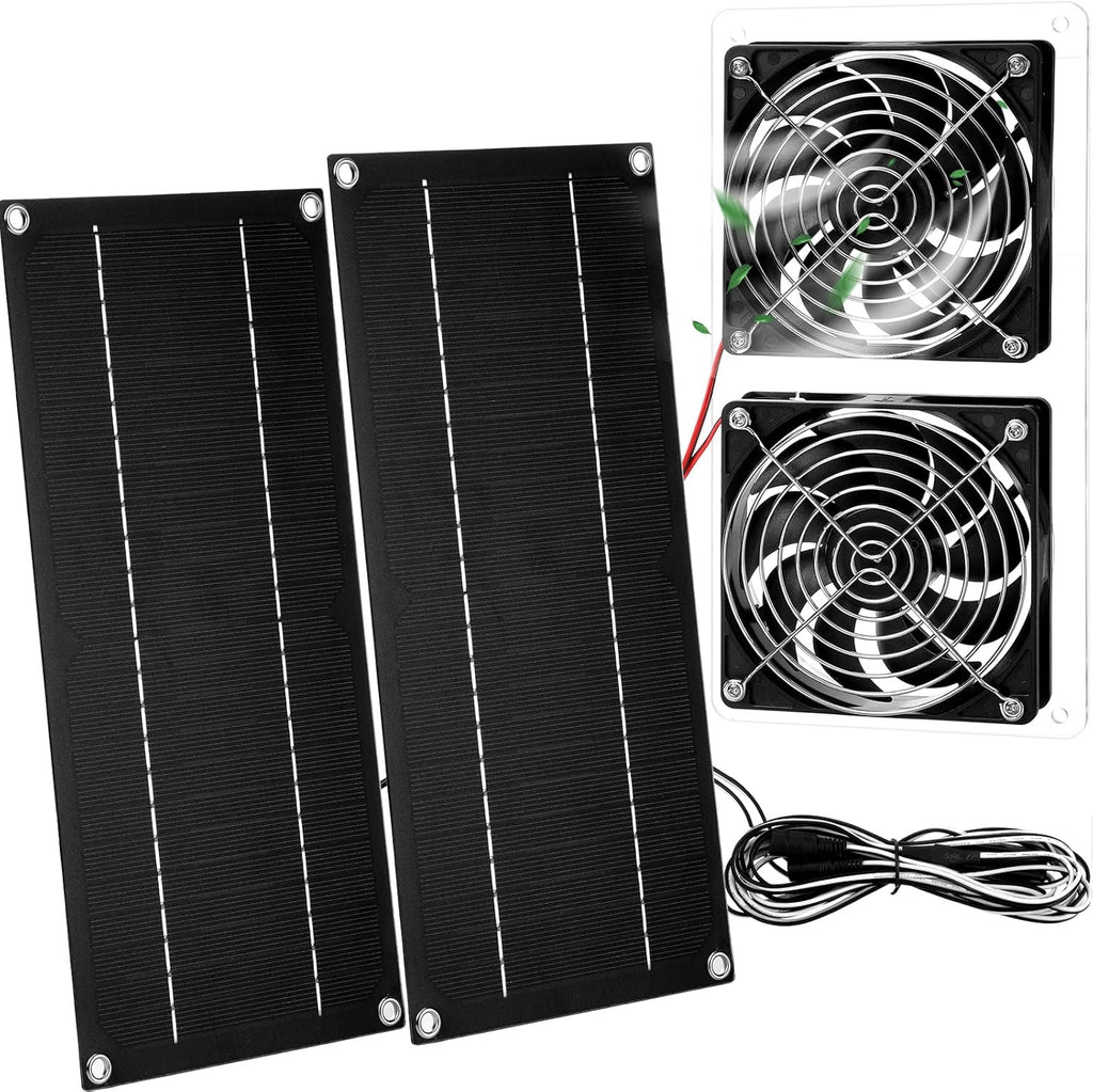 10W 12V Solar Powered Dual Fan Waterproof Exhaust Fan with Cable E2576