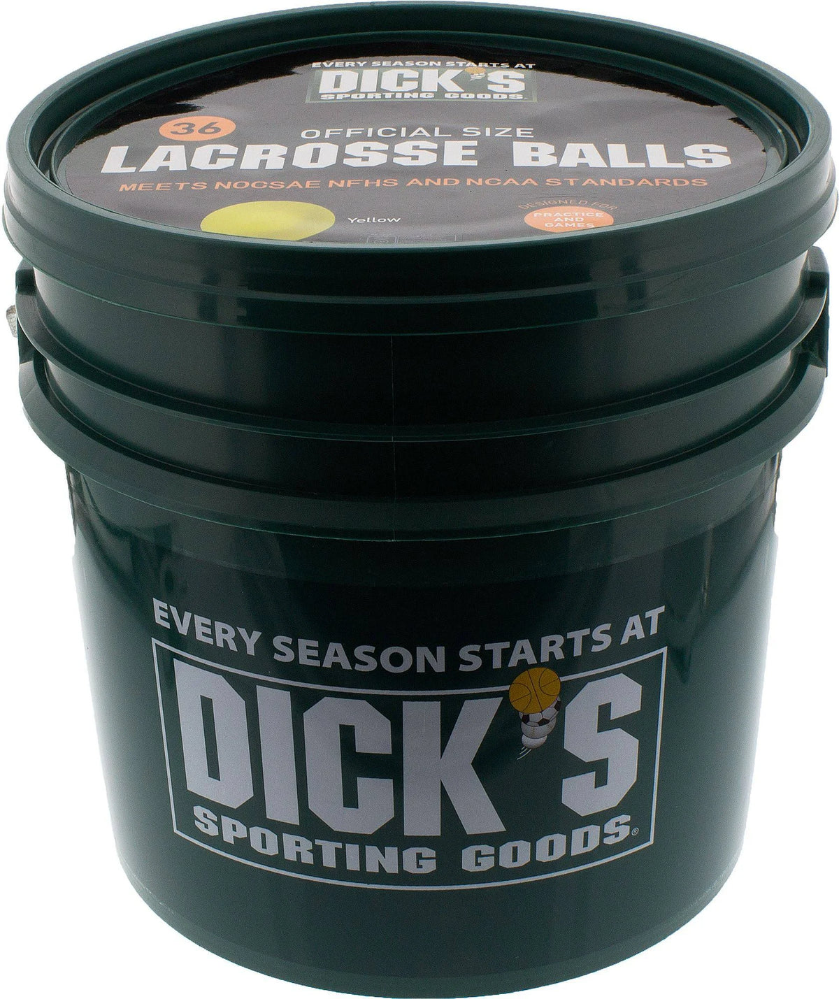 Yellow 36 Pack Lacrosse Ball Bucket O88603