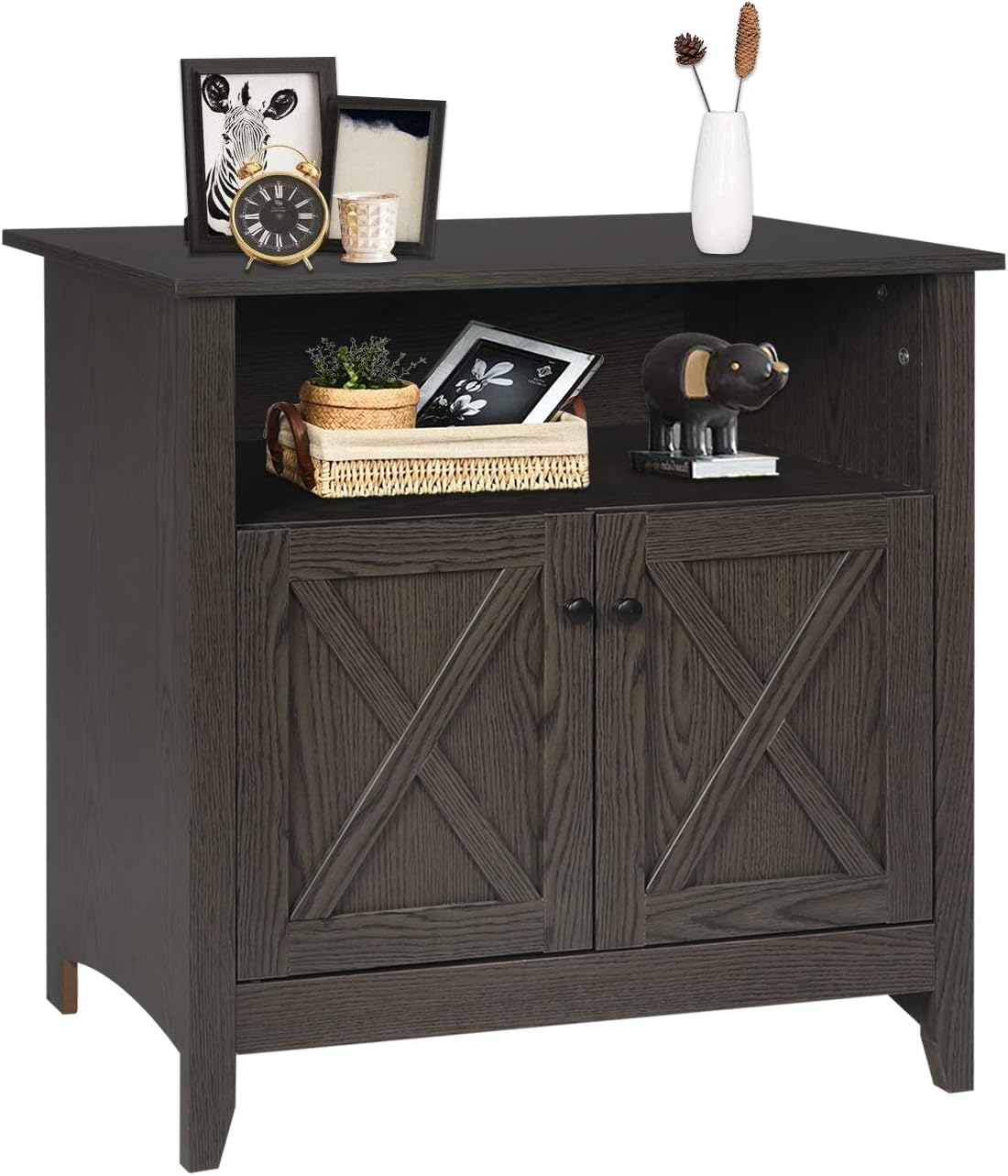 Accent Cabinet with Doors Storage Sideboard with Adjustable Shelves Brown C9565