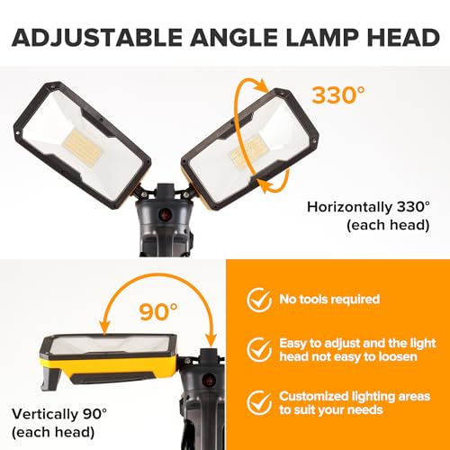 11000 Lumen 92W Dimmable Dual-Head LED Work Light with Tripod T229