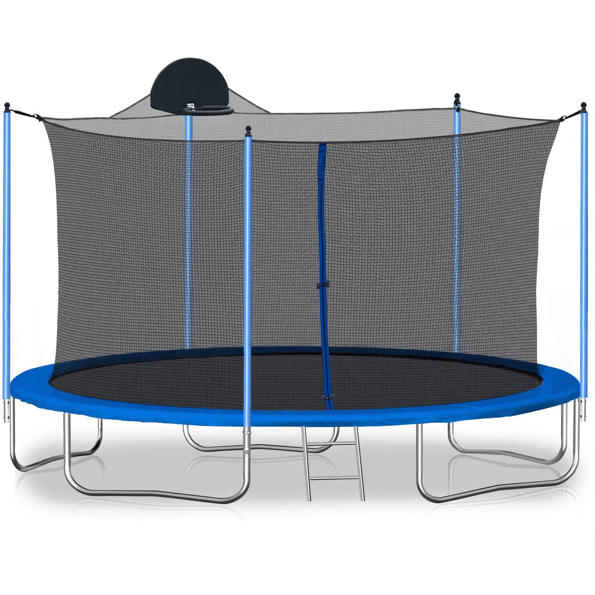 12 FT Trampoline with Safety Enclosure Net, Basketball Hoop and Ladder T197736