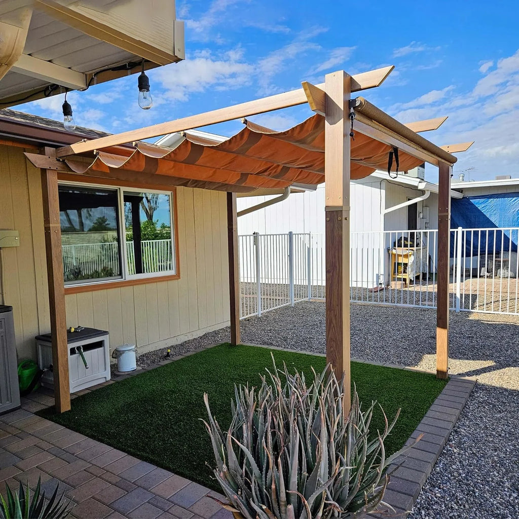 10' x 10' Outdoor Retractable Pergola with Sun Shade Canopy Z3466