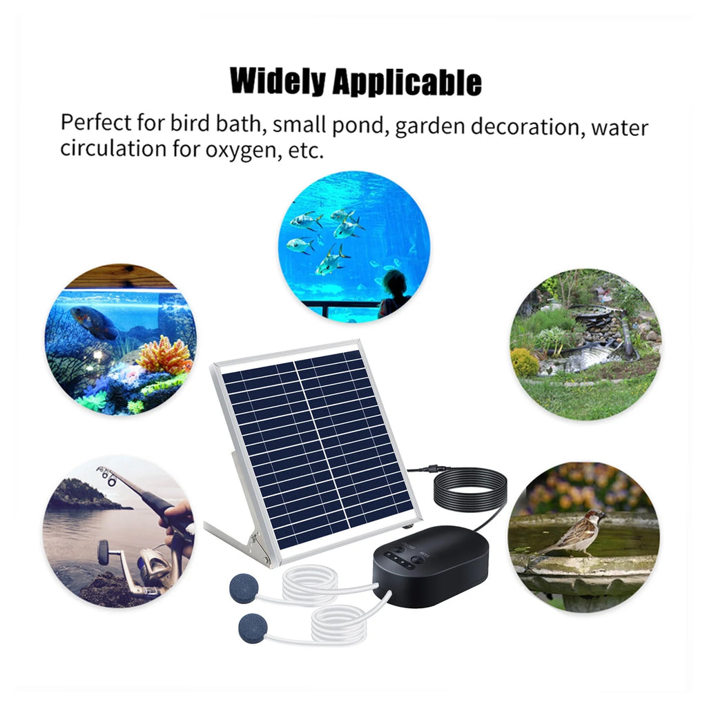 10W Solar Pump Aquarium Aerator with Air Stone Bracket X102632