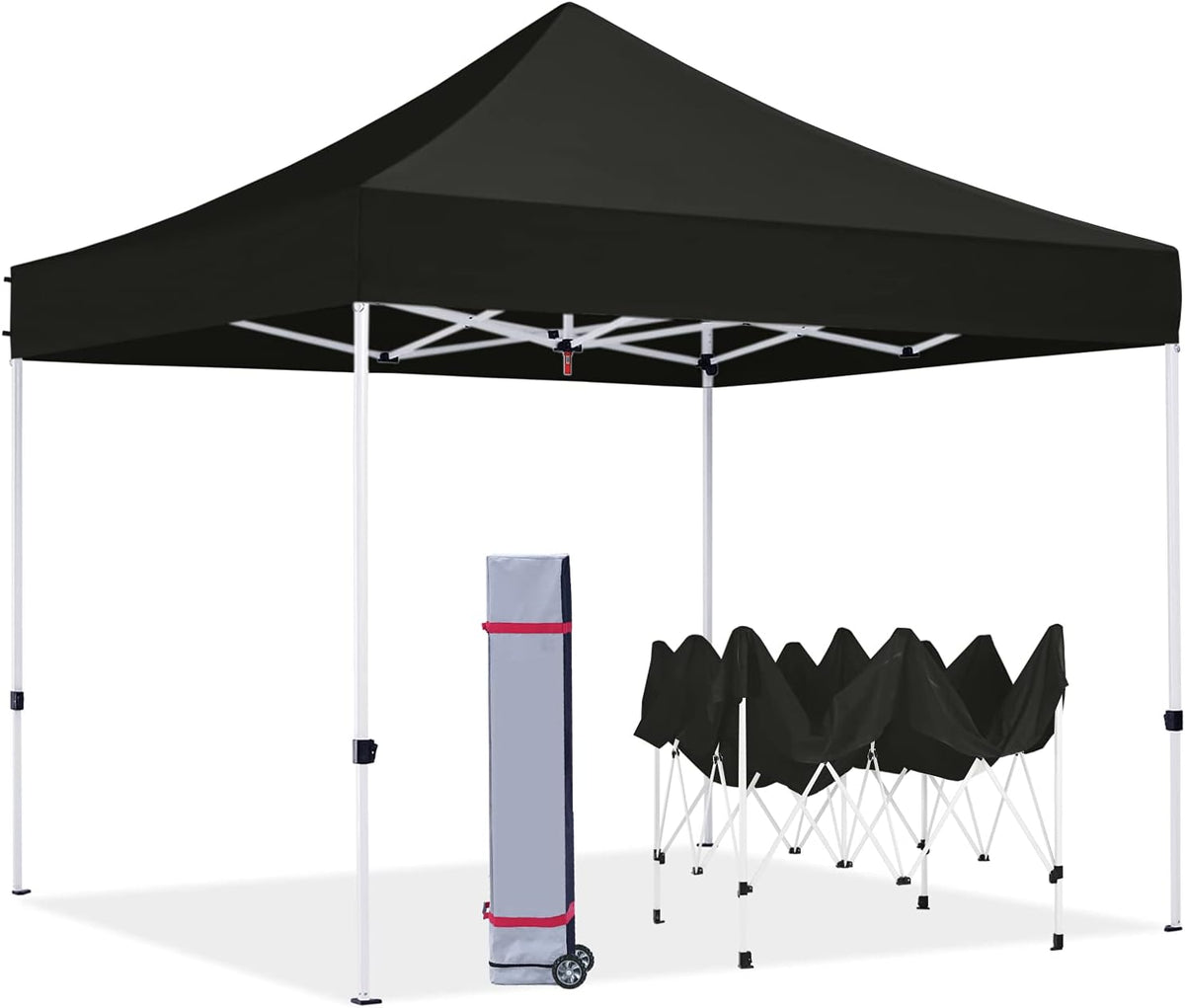 10x10 Black Heavy Duty Commercial Instant Pop Up Canopy Tent with Roller Bag M75374