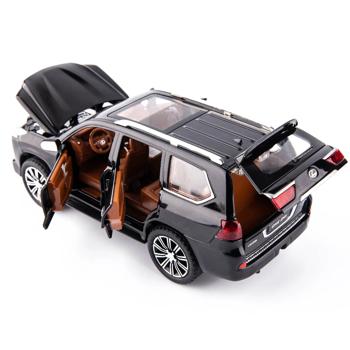 1/24 Lexus 570 Off-Road Luxury SUV Model Car, Zinc Alloy Pull Back Toy Car with Sound and Light F345