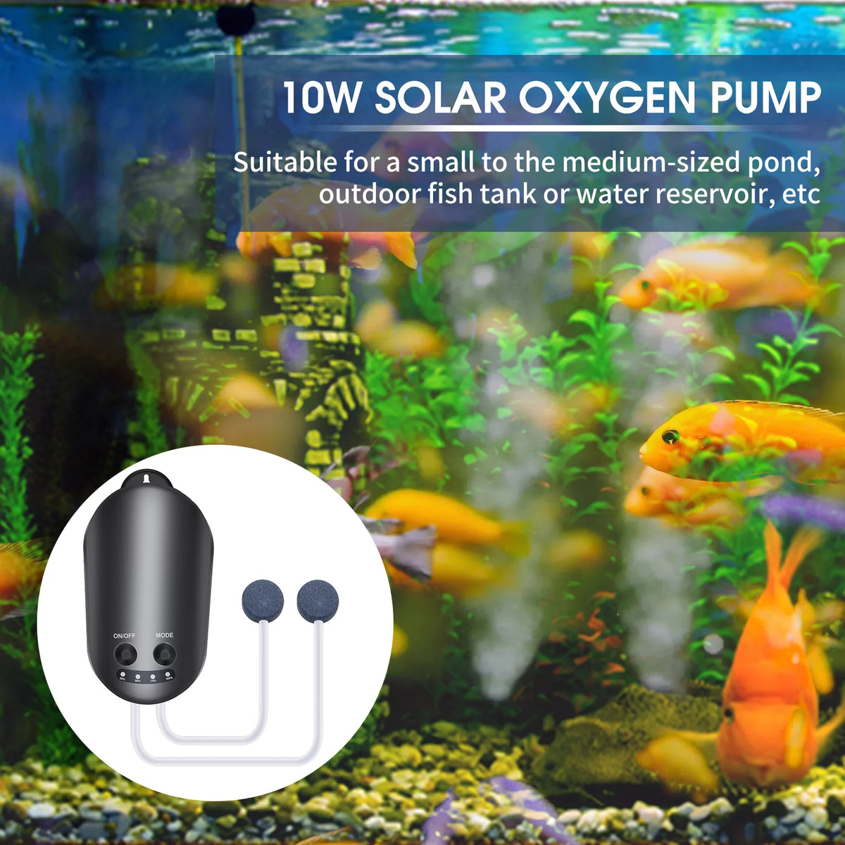 10W Solar Pump Aquarium Aerator with Air Stone Bracket X102632