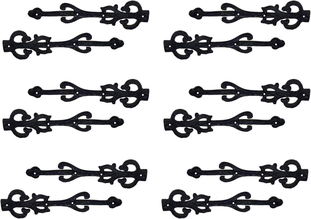 10.9 Inch Antique Cast Iron Strap Hinge Fronts (8 Pack, Black Powder Coated) C50117