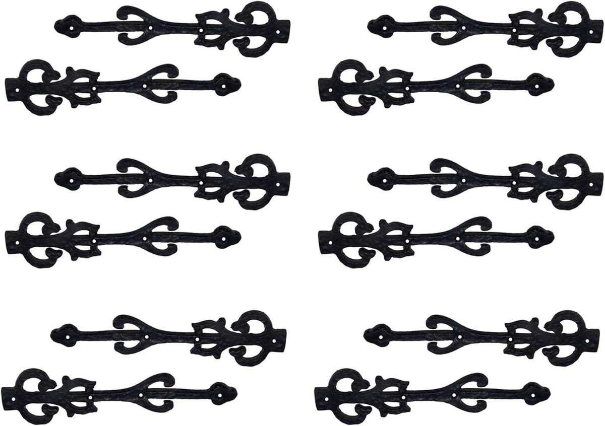 10.9 Inch Antique Cast Iron Strap Hinge Fronts (8 Pack, Black Powder Coated) C50117